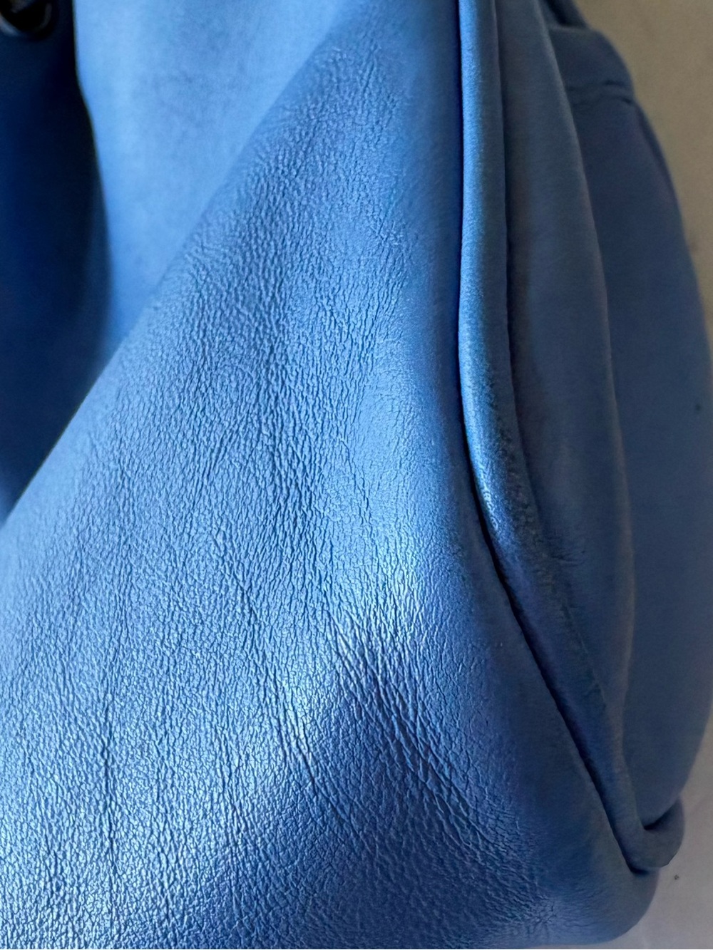 Salvatore Ferragamo Blue Leather Drawstring Shoulder Bag Y2K Slouch Italy - Picture 9 of 14